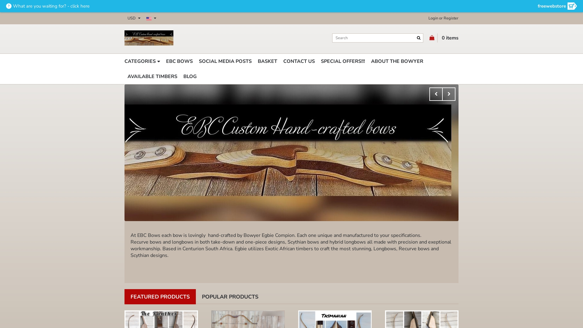 EBC custom traditional recurve and longbows